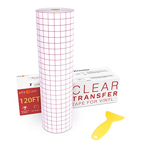 HTVRONT Transfer Tape for Vinyl - 12" X 120 ft w/Red Alignment Grid Transfer Paper for Adhesive Vinyl, Silhouette Cameo Vinyl Transfer Tape for Vinyl for Decals,Signs, Windows, Stickers - Image 1