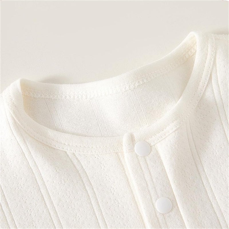 HALQAHA Unisex Newborn Baby Jumpsuit 100% Cotton Long Sleeve Baby Outfit Soft Comfortable Baby Clothes for Boys and Girls(White 0-3M) - Image 3