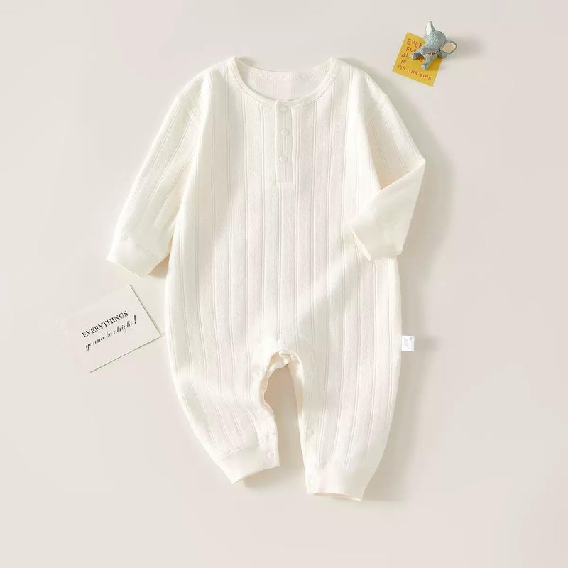 HALQAHA Unisex Newborn Baby Jumpsuit 100% Cotton Long Sleeve Baby Outfit Soft Comfortable Baby Clothes for Boys and Girls(White 0-3M) - Image 2