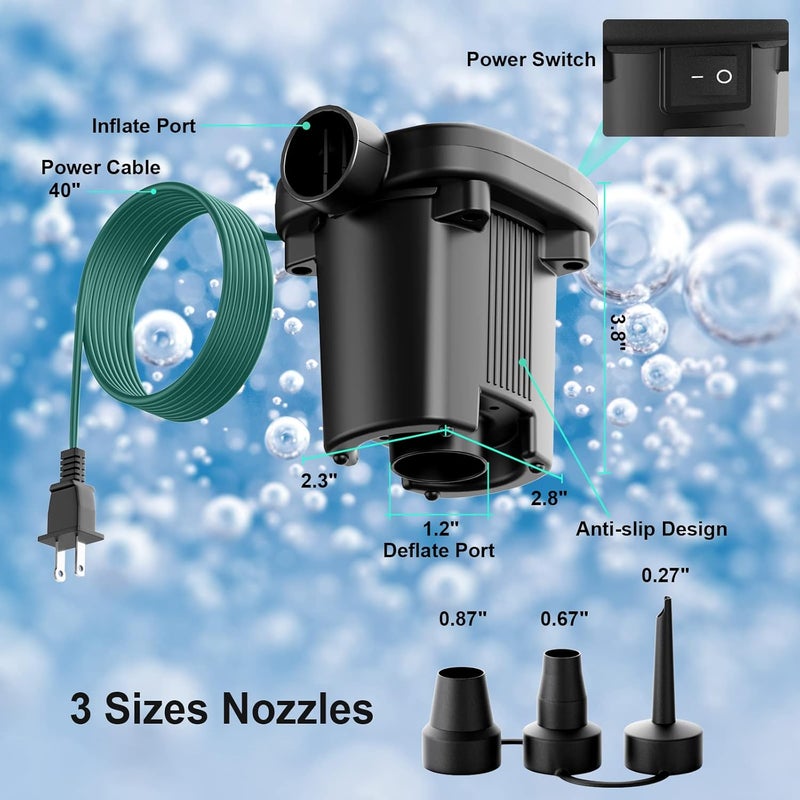 MAACLOUD Electric Air Pump - Quick-Fill Portable AC110-120V Pump for Inflatables, Mattresses, Cushions, Pool Floats & More - Image 5