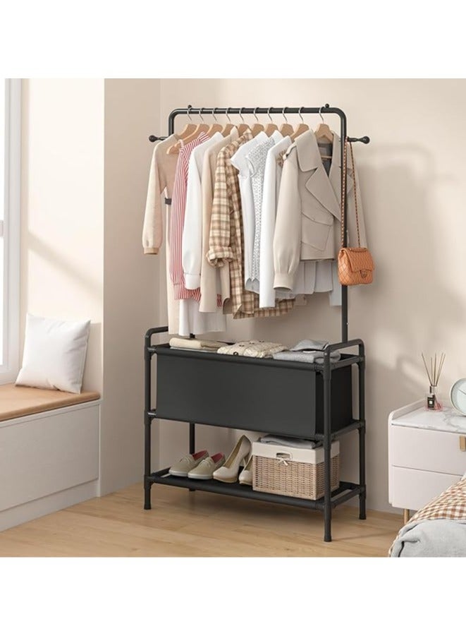 Taizz Ventures Clothing Rack with Storage Bag, 3-in-1 Garment Rack, Non-woven Shelves for Shoes, Clothes Rack for Bedroom, Hallway, Entryway - Black  - Image 4