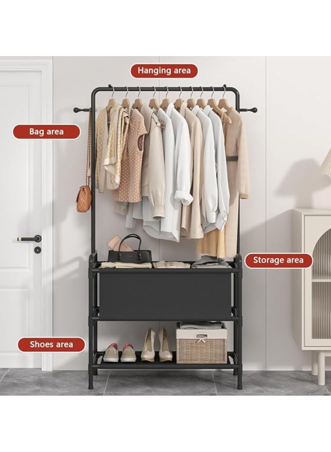 Taizz Ventures Clothing Rack with Storage Bag, 3-in-1 Garment Rack, Non-woven Shelves for Shoes, Clothes Rack for Bedroom, Hallway, Entryway - Black  - Image 5