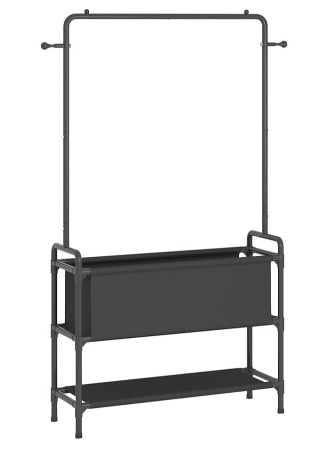 Taizz Ventures Clothing Rack with Storage Bag, 3-in-1 Garment Rack, Non-woven Shelves for Shoes, Clothes Rack for Bedroom, Hallway, Entryway - Black  - Image 2