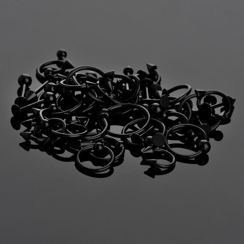 IPINK Spike Bars Labret Lip Ring Stud Body Piercing Stainless Steel Black 50pcs 16g - Image 4