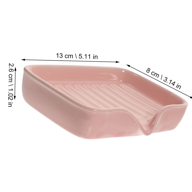 Pink Ceramic Soap Dish Holder for Bathroom Kitchen Counter Minimalist Soap Tray - Image 3