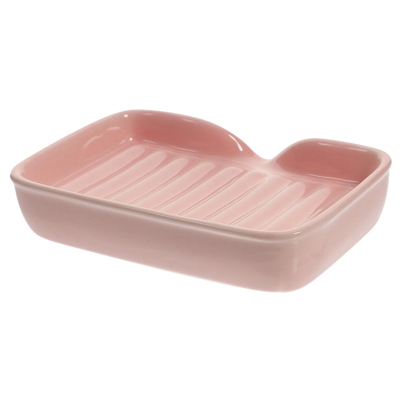 Pink Ceramic Soap Dish Holder for Bathroom Kitchen Counter Minimalist Soap Tray - Image 2
