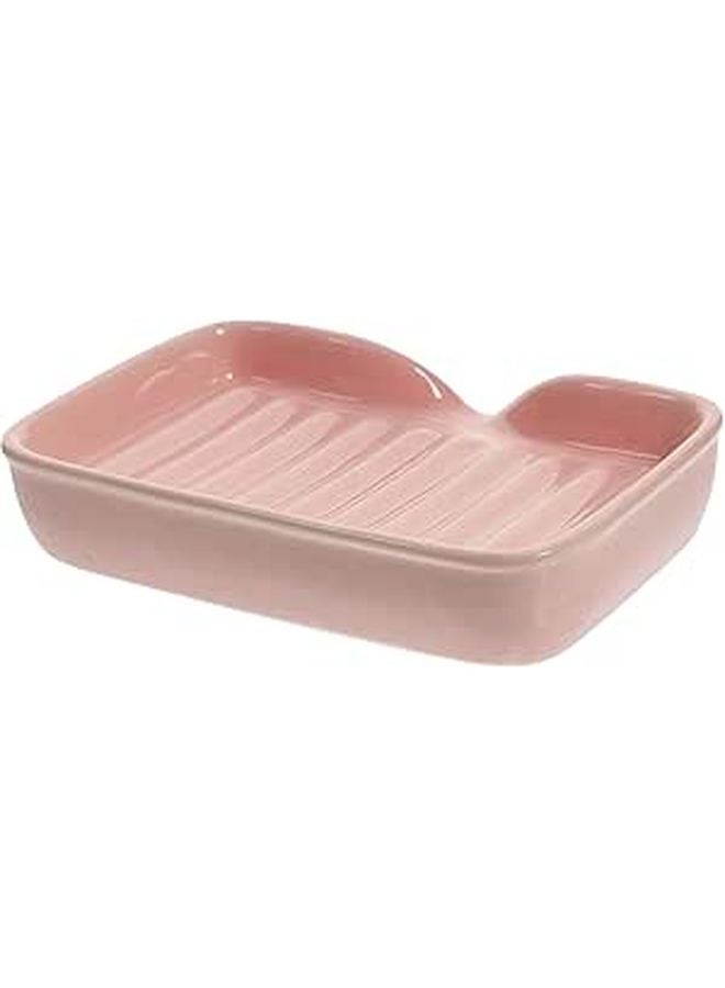 Pink Ceramic Soap Dish Holder for Bathroom Kitchen Counter Minimalist Soap Tray - Image 1