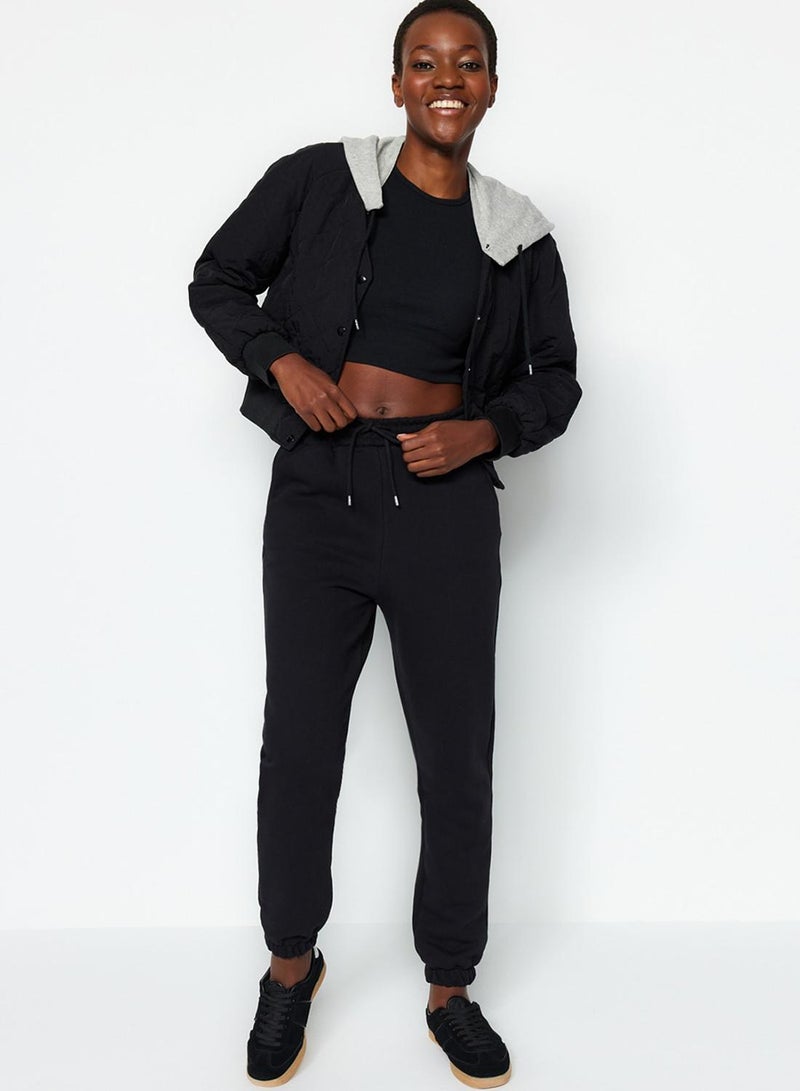 trendyol Black Thick Inside Fleece Basic Knitted Sweatpants Pants - Image 3