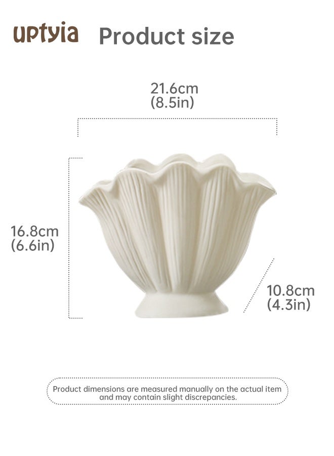 Uptyia Shell Shaped Ceramic Vase Ins Style Elegant Creative Florist Flower Arrangement Simple High Class Feeling, Craft Aesthetic Decorative Small Flower Vase Hydroponic Plant Desktop Perfect for Home Decoration, Wedding and Table Decoration - Image 5