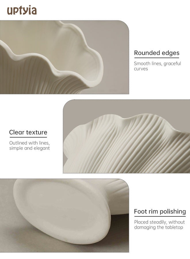Uptyia Shell Shaped Ceramic Vase Ins Style Elegant Creative Florist Flower Arrangement Simple High Class Feeling, Craft Aesthetic Decorative Small Flower Vase Hydroponic Plant Desktop Perfect for Home Decoration, Wedding and Table Decoration - Image 4