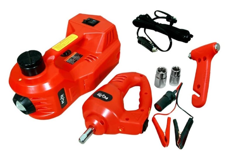 VOLTZ TY155HJ - 5 Ton 12V Hydraulic Car Jack with Electric Wrench Floor DC 12V Electric Repair kit for at Emergency Tire Change Lifting Jack Range 6-17.7 inch - Image 1