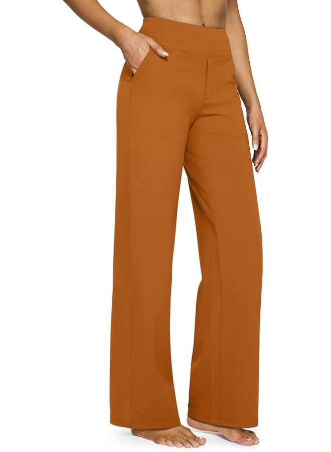 NIBEMINENT Yoga Pants Women Wide Leg Pants with Pockets High Waist Stretch Dress Casual Sweatpants Petite/Regular/Tall - Image 1