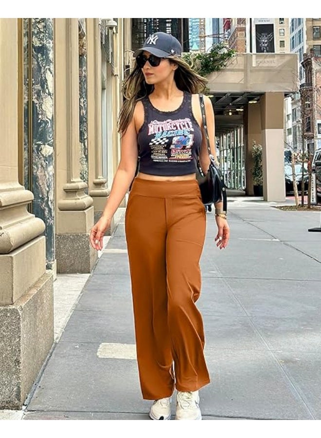 NIBEMINENT Yoga Pants Women Wide Leg Pants with Pockets High Waist Stretch Dress Casual Sweatpants Petite/Regular/Tall - Image 3