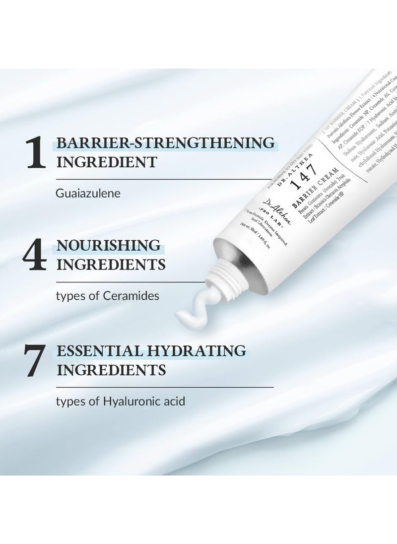 Dr.althea Dr.Althea 147 Barrier Cream | Daily Skin Barrier Repair Care | Deep Hydrating with Hyaluronic Acid & Ceramides | Korean Vegan Skincare for All Skin Types | 1.69 Fl Oz  - Image 2