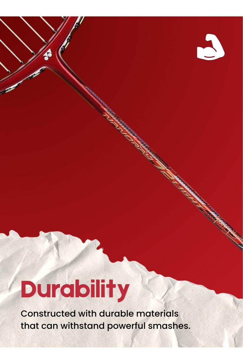 Yonex Nanoray 72 Light Badminton Racket 5U G4 | Lightweight Graphite Shaft | Isometric Head | Solid Feel | Fast Swing Speed | Professional Racket for Men & Women | Red - Image 2