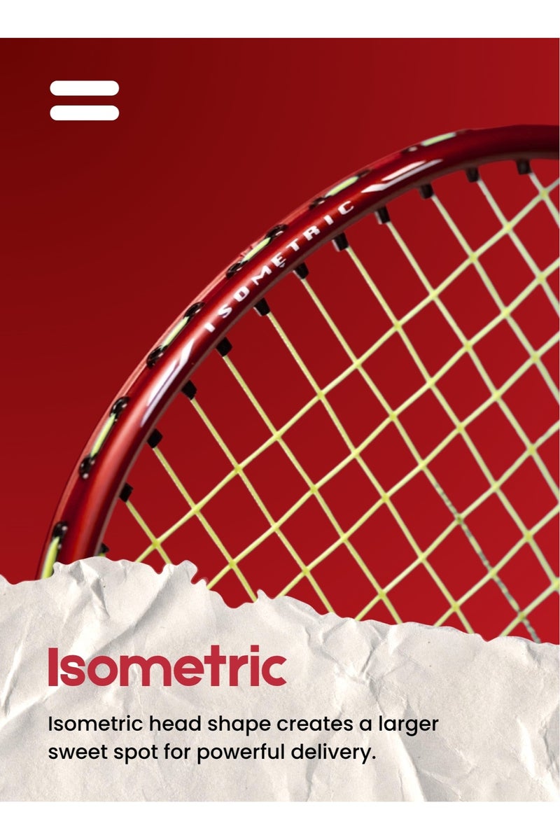 Yonex Nanoray 72 Light Badminton Racket 5U G4 | Lightweight Graphite Shaft | Isometric Head | Solid Feel | Fast Swing Speed | Professional Racket for Men & Women | Red - Image 4