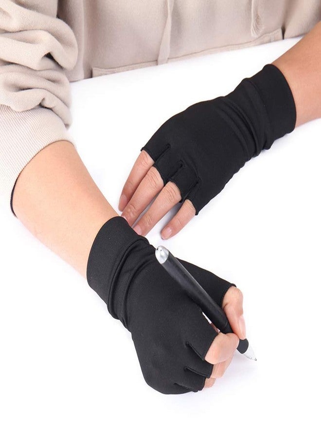 XuoAz Arthritis Compression Gloves for Women Men - Fingerless Arthritis Gloves for Carpal Tunnel Pain Typling Gloves - Image 4