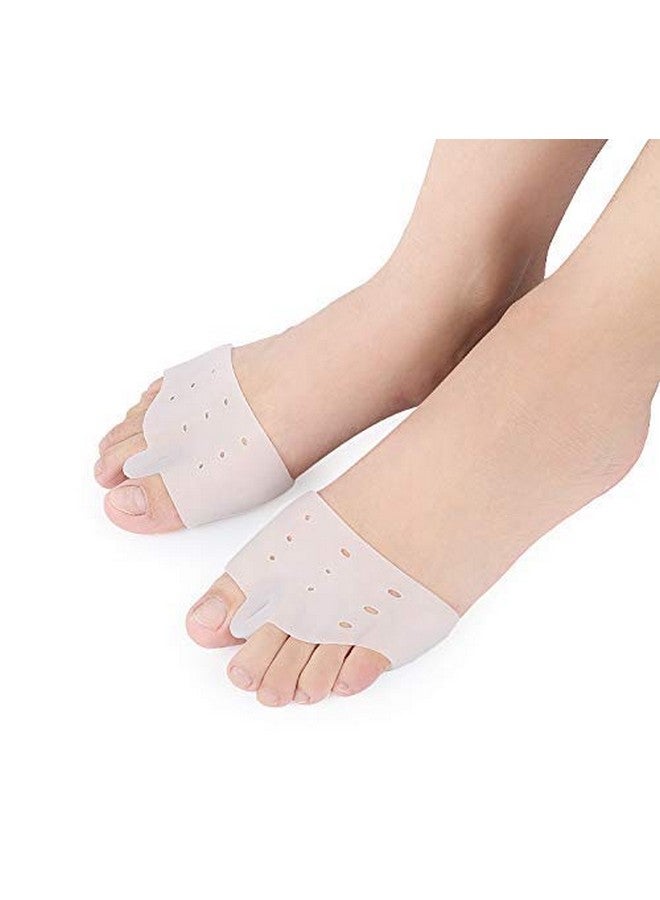 في أر تي وسادات أكمام مشط القدم من VRT، قطعتان من وسادات أكمام مشط القدم مع وسادة نعل جل لدعم آلام مشط القدم وورم مورتون العصبي والمسامير وآلام أخرى في مشط القدم للرجال والنساء (أبيض) - Image 1