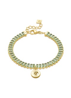 CERRUTI 1881 Claudia Gold Plated with Chryolite Crystals and 'CRR' Charm Bracelet for Women  - Image 1