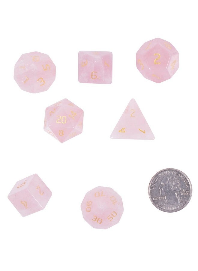 Nupuyai Nupuyai Healing Rose Quartz Crystal D&D Polyhedral Dice Set with Box for Dungeons and Dragons, Set of 7 Table Top Game Dice for RPG MTG Roleplaying Collection  - Image 2
