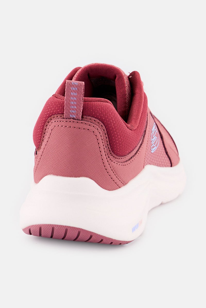 SKECHERS Women Vapor Foam Lasting Moment Lace Up Running Shoes, Mauve - Image 3