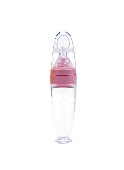 Baby Silicone Feeding Bottle Spoon Baby Food Feeder with Standing Base for Infant Dispensing and Feeding