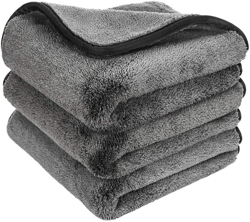 Auto Hub Heavy Microfiber Cloth for Car Cleaning and Detailing, Double Sided, Extra Thick Plush Microfiber Towel Lint-Free, 800 GSM (Size 40cm x 40cm)/Pack of 3, Color: Grey - Image 1