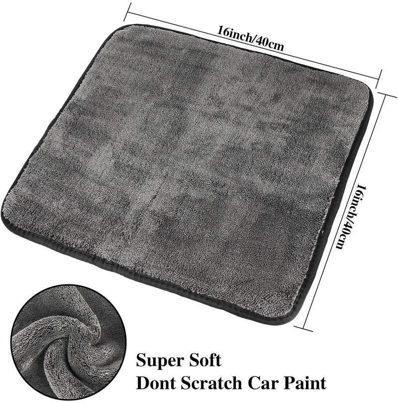 Auto Hub Heavy Microfiber Cloth for Car Cleaning and Detailing, Double Sided, Extra Thick Plush Microfiber Towel Lint-Free, 800 GSM (Size 40cm x 40cm)/Pack of 3, Color: Grey - Image 4