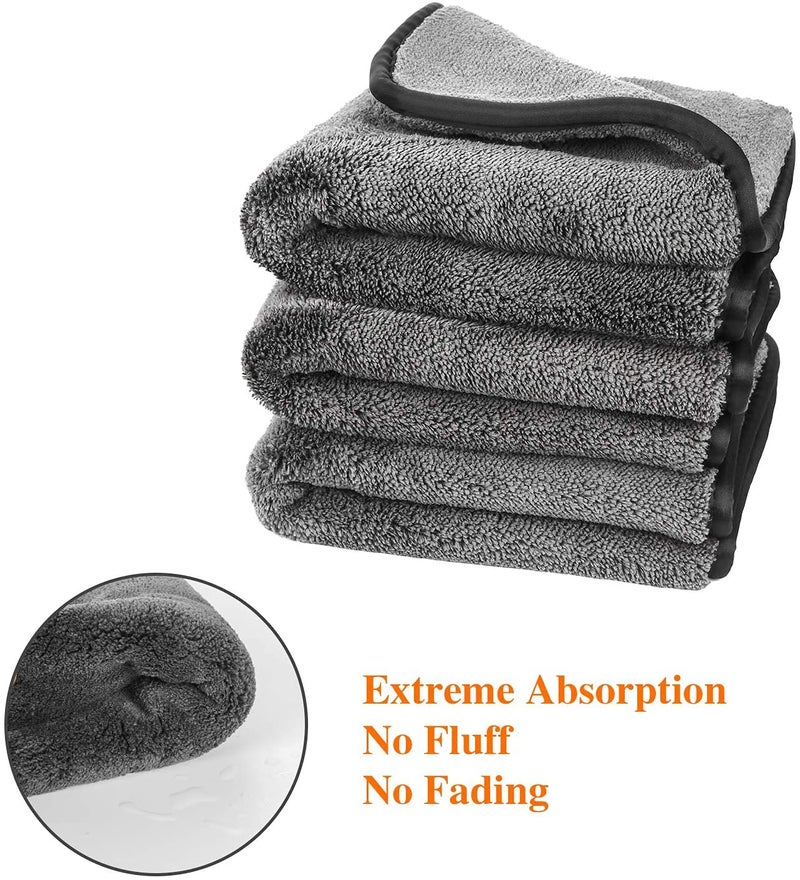 Auto Hub Heavy Microfiber Cloth for Car Cleaning and Detailing, Double Sided, Extra Thick Plush Microfiber Towel Lint-Free, 800 GSM (Size 40cm x 40cm)/Pack of 3, Color: Grey - Image 5
