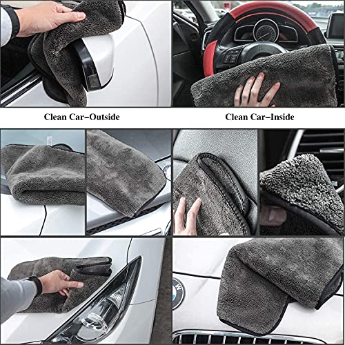 Auto Hub Heavy Microfiber Cloth for Car Cleaning and Detailing, Double Sided, Extra Thick Plush Microfiber Towel Lint-Free, 800 GSM (Size 40cm x 40cm)/Pack of 3, Color: Grey - Image 3