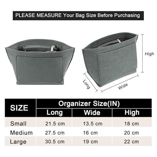 LOUKAYCCI Felt Purse Organizer Insert for Longchamp Le Pliage L Handbag Insert (Light Grey, Large) - Image 2