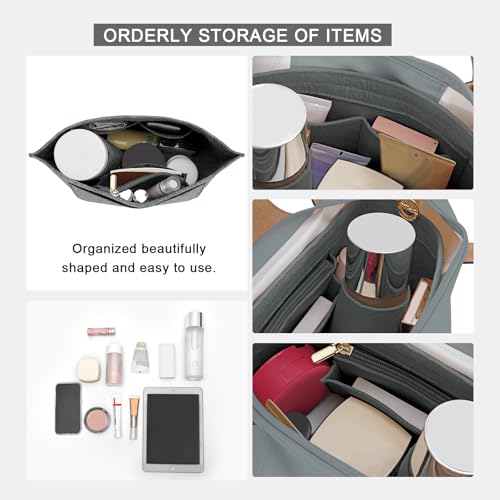 LOUKAYCCI Felt Purse Organizer Insert for Longchamp Le Pliage L Handbag Insert (Light Grey, Large) - Image 5