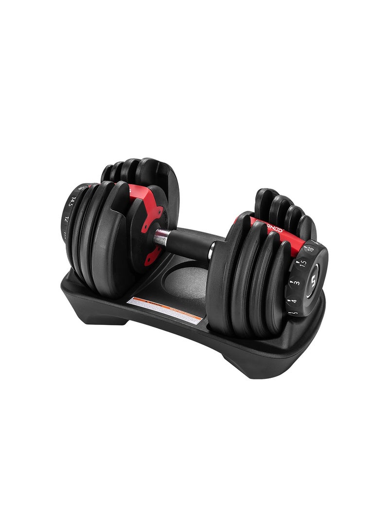 Sparnod Fitness SAD-16 Adjustable Dumbbell 16kg, 12 Gear Quick Adjustment Digital Dial, High-Strength Steel, Nylon & Soft Rubber, 8 Safety Locks, Non-Slip Handle, Base Tray - Image 1