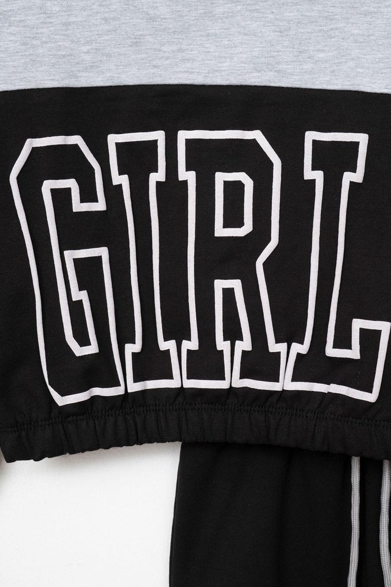 Zepkids Girls Gray Colored Girls Printed Tracksuit  - Image 3