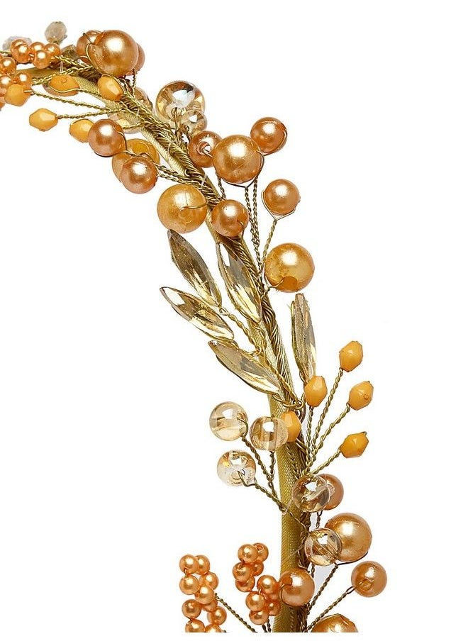 Vogue Hair Accessories - Metal Handmade Crystal With Pearls Fancy Party Hairband Hair Accessories For Girls And Women (Gold) - Image 1