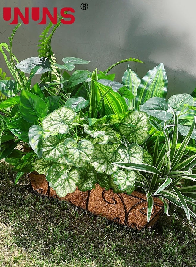 UNUNS Artificial Greenery Stems,8pcs Artificial Greenery Plants Fake Plastic Leaves with Stems,Large Bunches Outside Fake Plants Bushes,Faux large Plant Leaves for Patio Garden Front Porch Yard Decor (Green) - Image 2