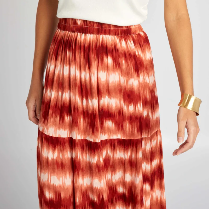Kiabi  Long Crepe Knit Skirt Pink for Women | Best Price UAE
