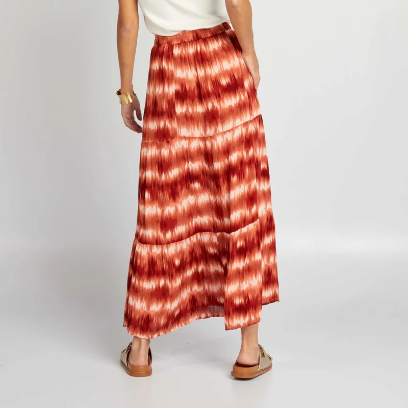 Kiabi  Long Crepe Knit Skirt Pink for Women | Best Price UAE