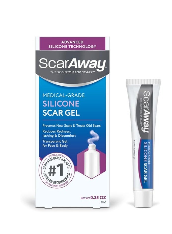 ScarAway Silicone Scar Gel, Helps Improve Size, Color & Texture of Hypertrophic & Keloid Scars from Injury, Burns & Surgery, Water Resistant, 10g (0.35 Oz) - Image 1