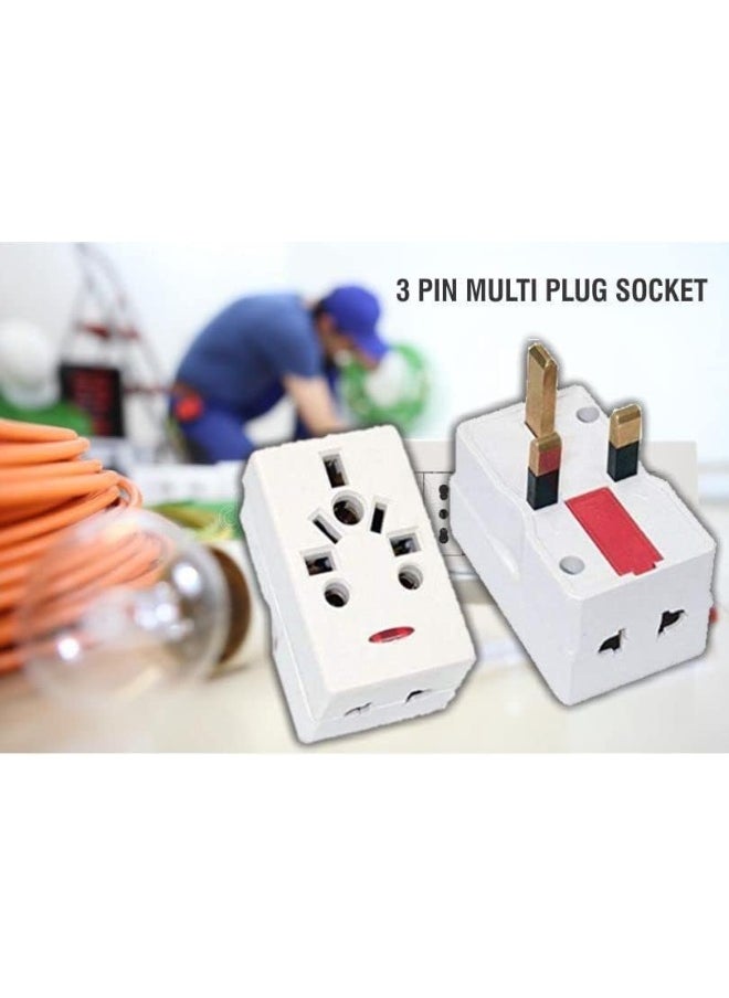 ECVV 03 Way Adapter with Square-Pin, Universal Socket with Light And 13A Fuse. Travel Adaptor for KSA/UAE/UK/HK, AC Power Plug for US/AU/JP/CN, 3 Pin plug adapter.  - Image 2