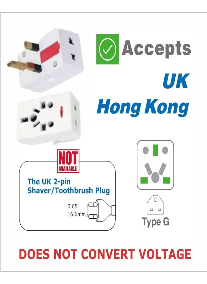 ECVV - 03 Way Adapter with Square-Pin, Universal Socket with Light And 13A Fuse. Travel Adaptor for KSA/UAE/UK/HK, AC Power Plug for US/AU/JP/CN, 3 Pin plug adapter. - Image 1