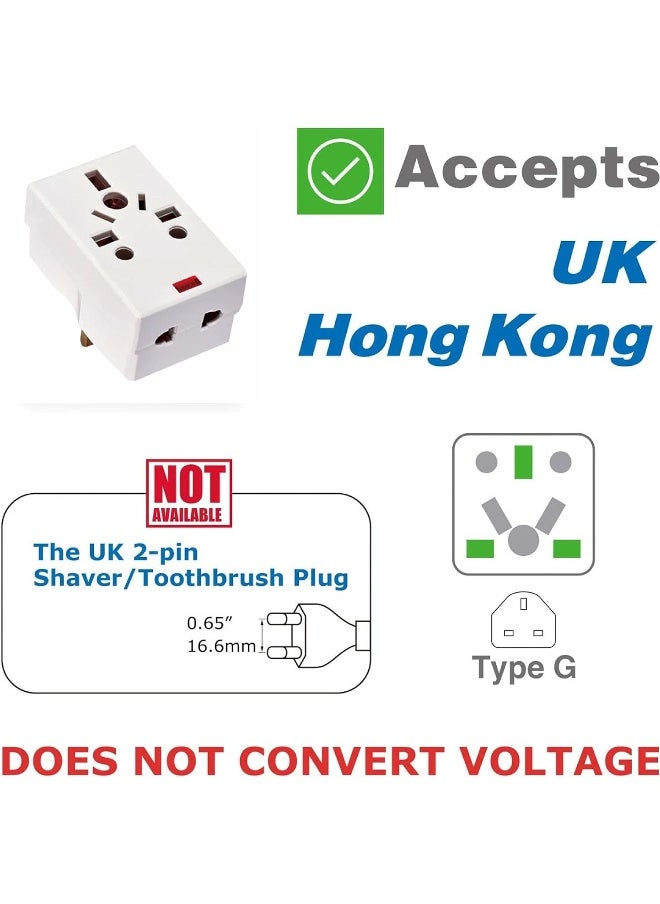ECVV - 03 Way Adapter with Square-Pin, Universal Socket with Light And 13A Fuse. Travel Adaptor for KSA/UAE/UK/HK, AC Power Plug for US/AU/JP/CN, 3 Pin plug adapter. - Image 1
