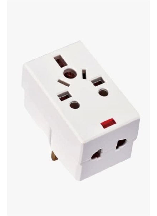 ECVV 03 Way Adapter with Square-Pin, Universal Socket with Light And 13A Fuse. Travel Adaptor for KSA/UAE/UK/HK, AC Power Plug for US/AU/JP/CN, 3 Pin plug adapter.  - Image 4