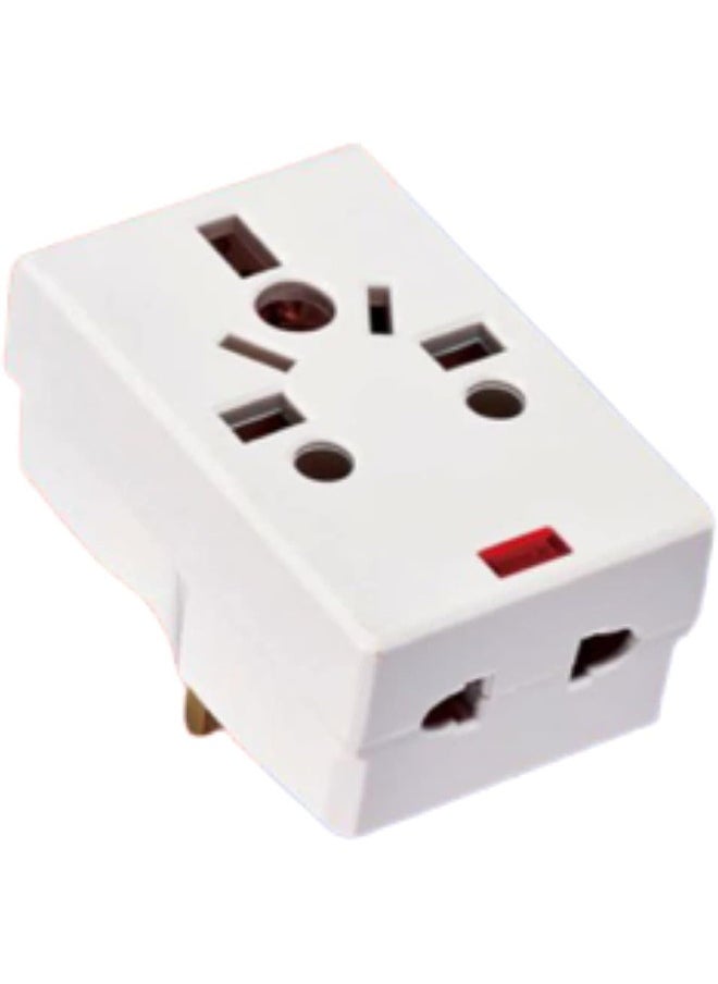 ECVV 03 Way Adapter with Square-Pin, Universal Socket with Light And 13A Fuse. Travel Adaptor for KSA/UAE/UK/HK, AC Power Plug for US/AU/JP/CN, 3 Pin plug adapter.  - Image 1
