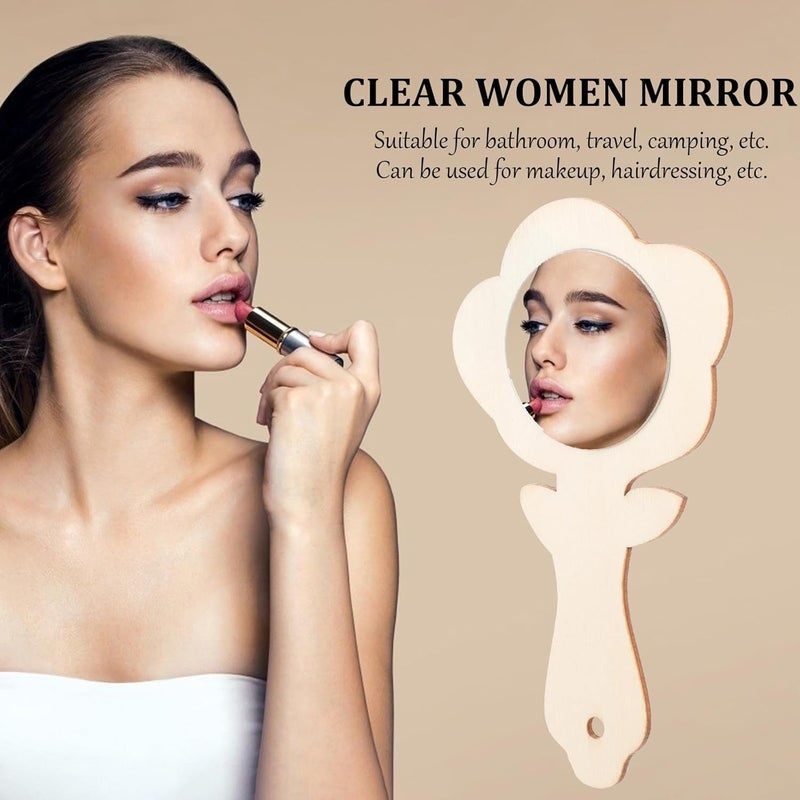 Zerodeko 10pcs Small Wooden Hand Mirrors Unfinished DIY Decorative Mini Makeup Mirrors Craft Supplies for Handheld Painting and Creative Woodcraft Projects - Image 5