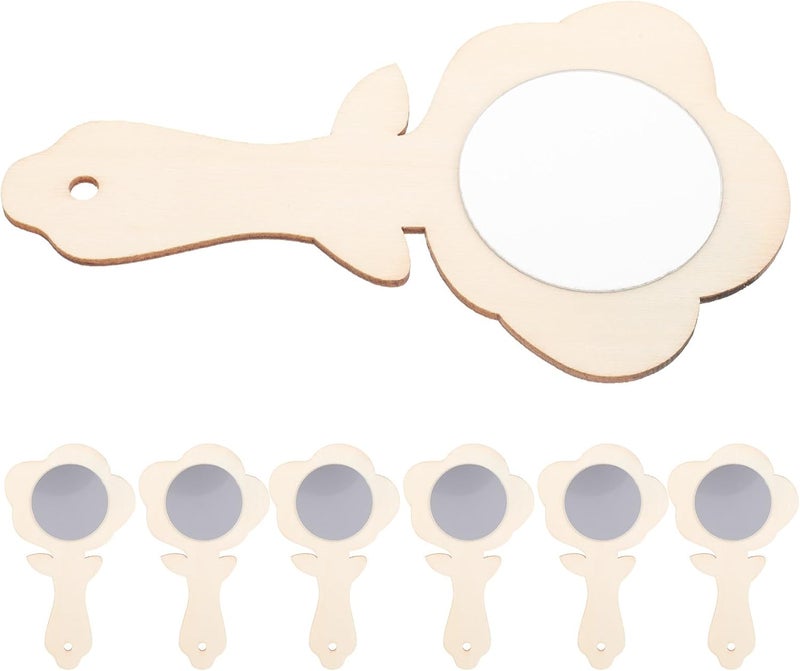 Zerodeko 10pcs Small Wooden Hand Mirrors Unfinished DIY Decorative Mini Makeup Mirrors Craft Supplies for Handheld Painting and Creative Woodcraft Projects - Image 1