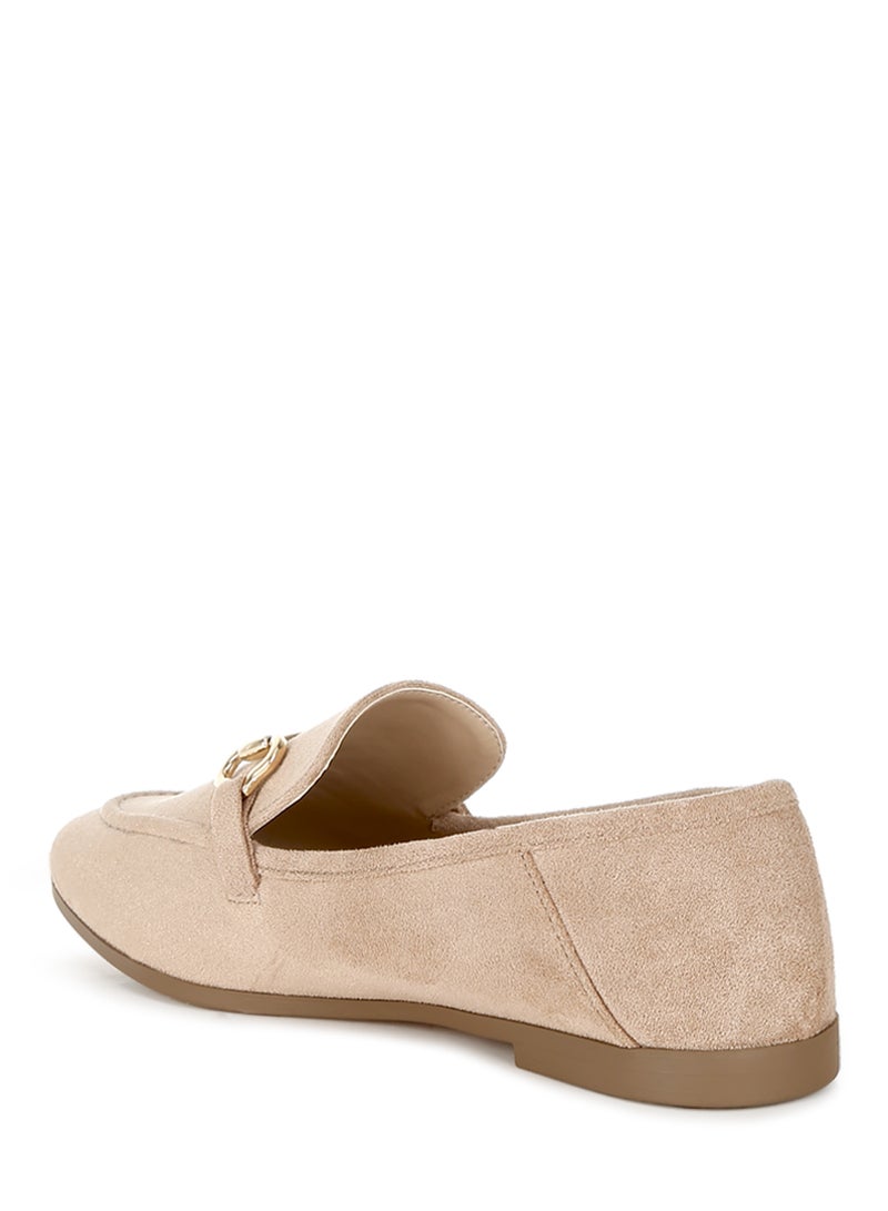 London Rag Women's Horsebit Embellished Loafers in Taupe - Image 3