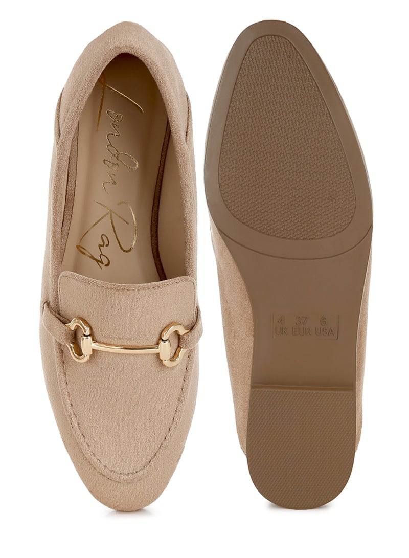 London Rag Women's Horsebit Embellished Loafers in Taupe - Image 4