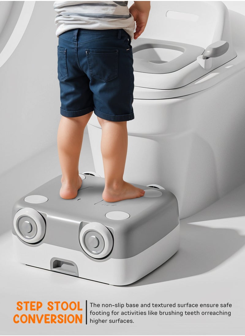 BAYBEE - Baybee 3 in 1 Convertible Baby Potty Training Seat for Kids | Potty Toilet Seat Chair for Kids with Led Light, Handle, PU Cushion & Closing Lid | Baby Potty Seat for Toddlers Kids 1-5 Years Grey - Image 1