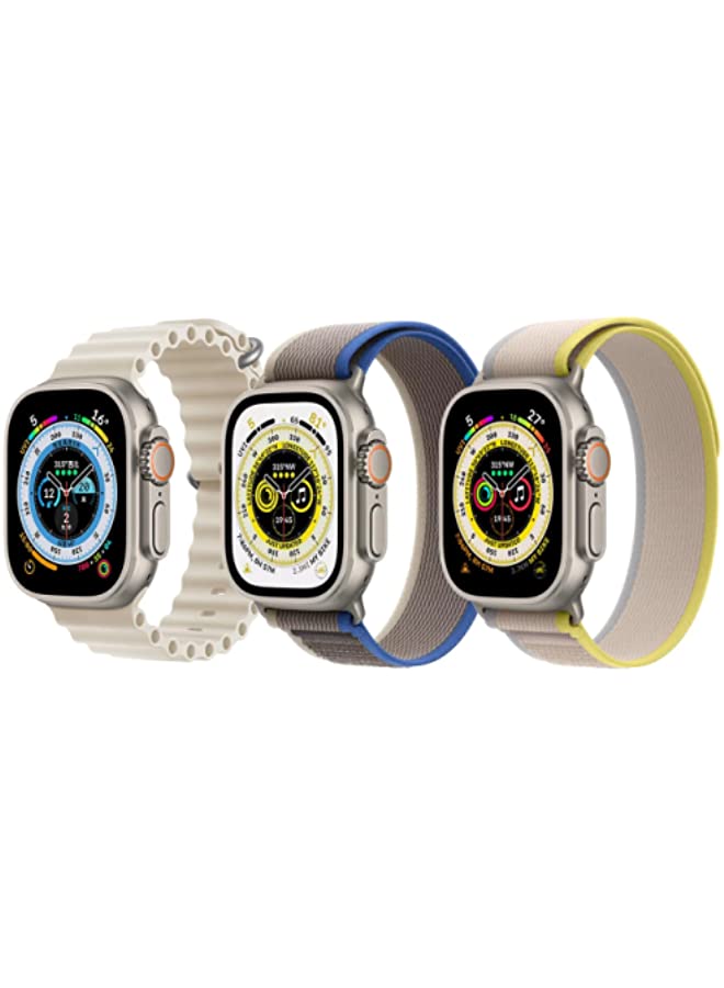 IAF Silicone Ocean Band, Pearl White, Trail Loop Strap, Blue/Gray, Yellow/Beige for Apple Watch Ultra 8/49mm Set of 3